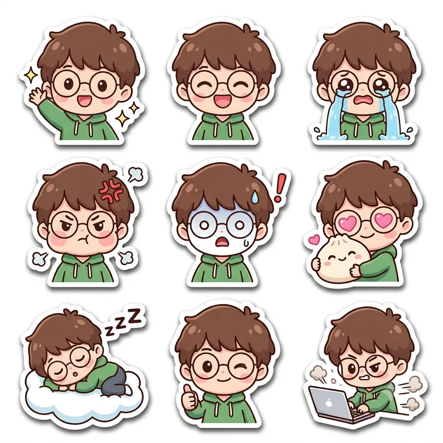 Chibi Emotion Sticker Sheet — AI-generated Chibi & Cute preview