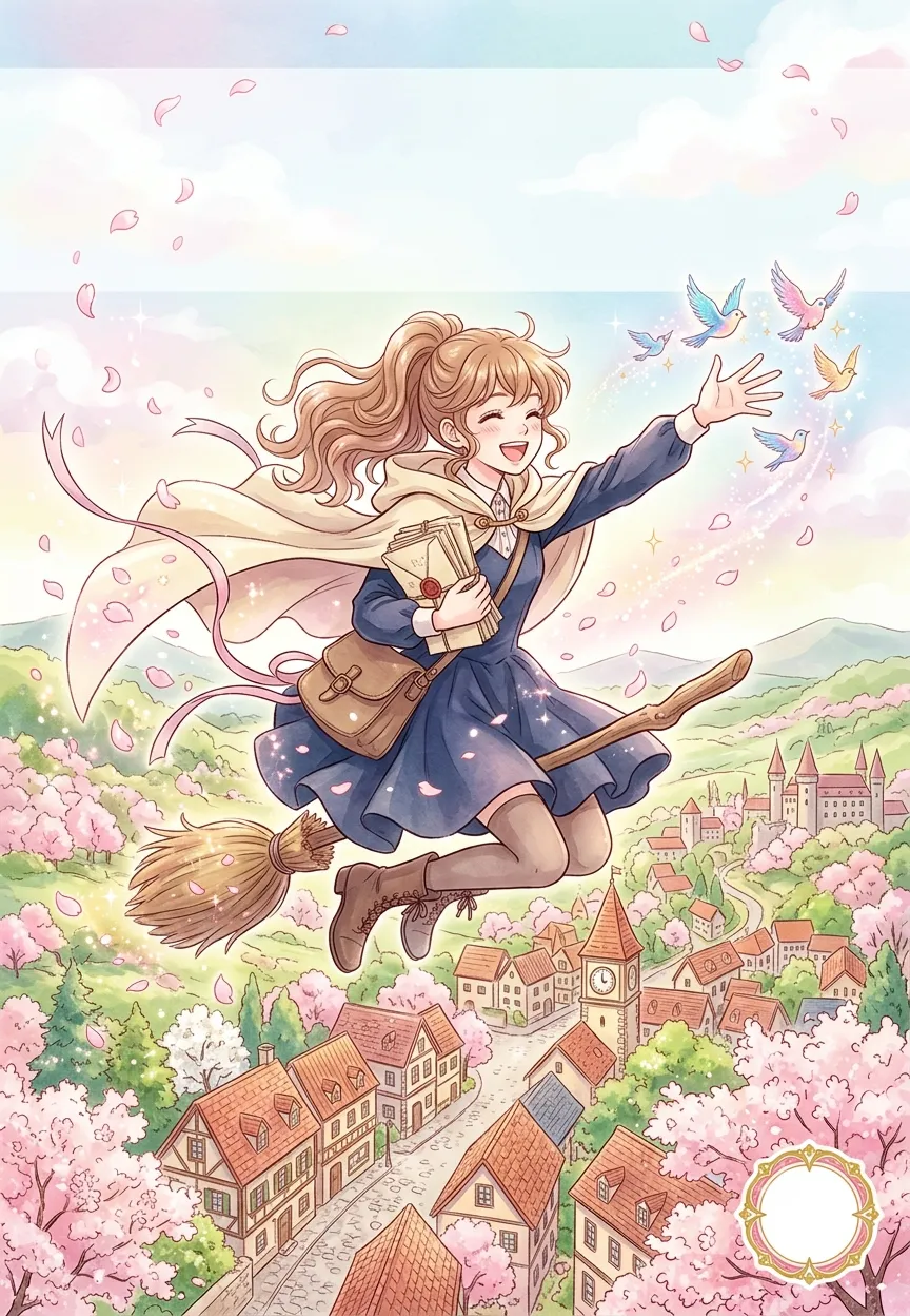 Witch Apprentice Spring Cover — AI-generated Shoujo Manga preview