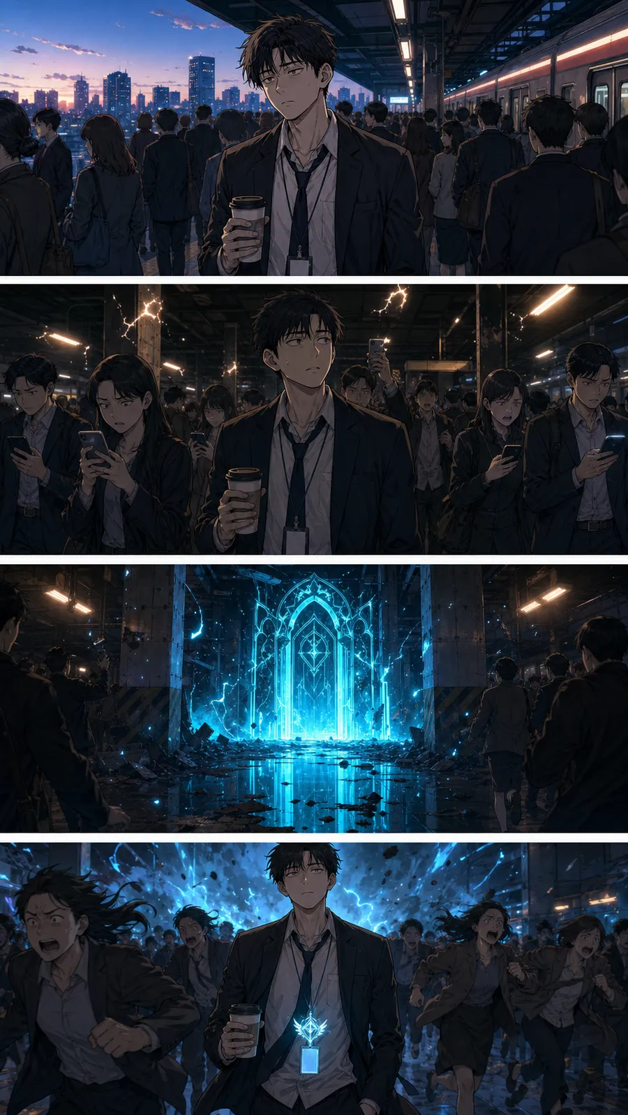 Dungeon Commute — Webtoon Scroll — AI-generated Webtoon / Vertical Scroll preview